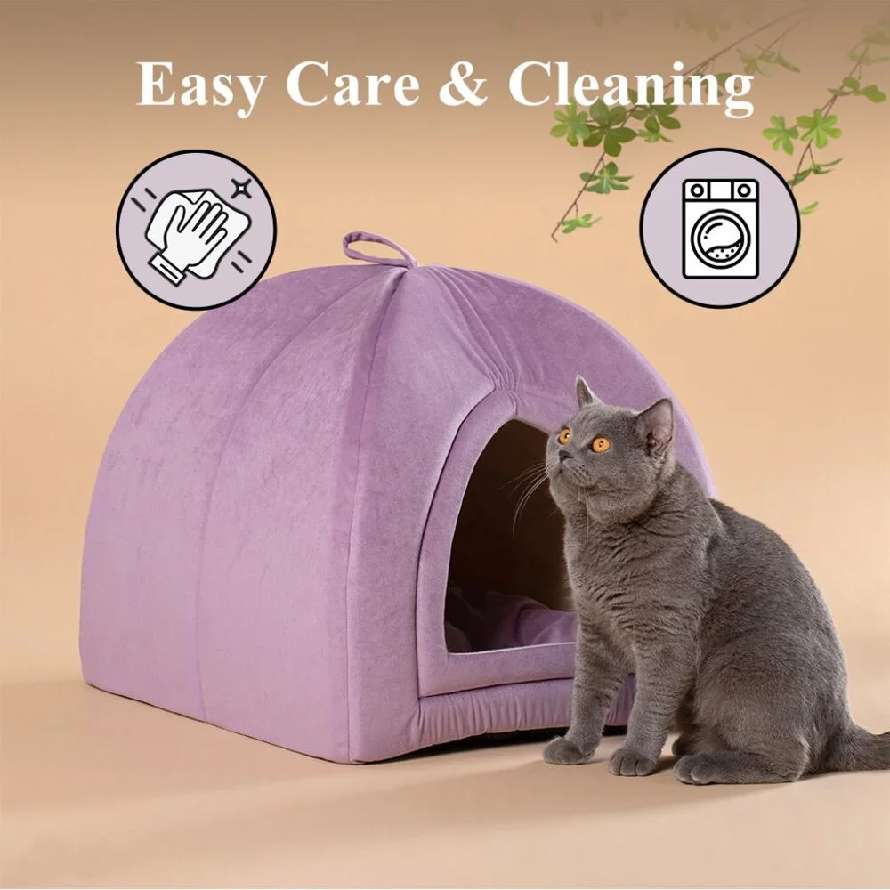 Large Cat Bed - Soft Cat Tent - Purple - 19x19 inches - New In Original Packagi